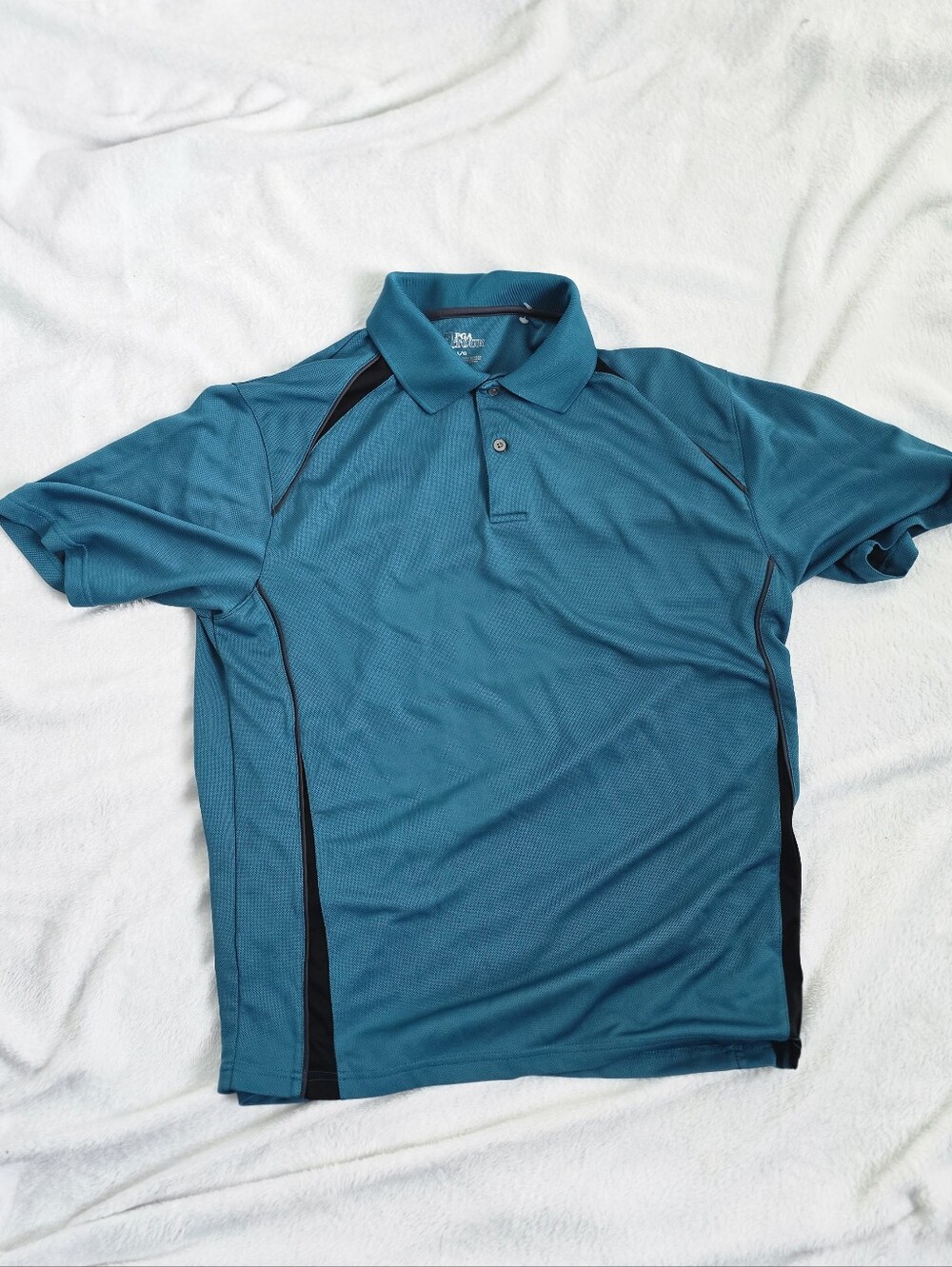 PGA Tour Golf Polo Shirt Mens Large Teal Turquoise Short Sleeve Dri Fit Moisture